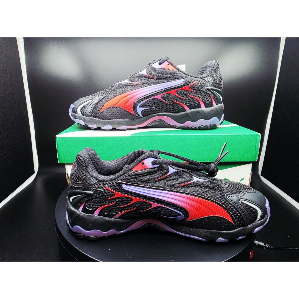 PUMA Inhale Jr Unisex Kids Synthetic Low Top Lace-Up Black/Red/Purple US 4/ 5.5W